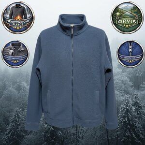 Orvis Men’s Full-Zip Heavyweight Fleece Jacket – Blue – Size Medium – NWT